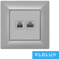 ELDLUX ELDGROUND RJ11 TEL + RJ45 Cat. 5e UTP aljzat ezüst (ELD303661)