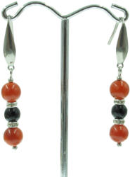  Vörös korall & onix fülbevaló