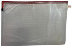 Optima Mapa mesh PVC, pentru protectie documente A3, 280 microni, translucenta, cu fermoar rosu, Optima (OP-5110280A3-07) - birotica-asp