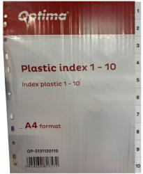 Optima Index plastic gri, A4, 120 microni, numeric 1-10, Optima (OP-5131120110) - birotica-asp