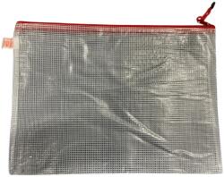 Optima Mapa mesh PVC, pentru protectie documente A4, 280 microni, translucenta, cu fermoar rosu, Optima (OP-5110280A4-07) - birotica-asp