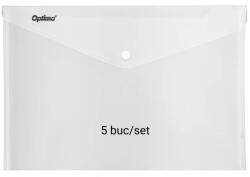 Optima Mapa PP protectie documente A3 landscape, inchidere cu capsa, 5/set, Optima - transparent (OP-5100180A3-00) - birotica-asp