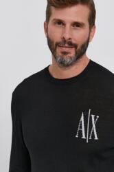 Giorgio Armani gyapjú pulóver könnyű, férfi, fekete - fekete XL