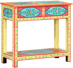 vidaXL Ръчно рисувана конзолна маса, 80x35x75 cм, мангово дърво масив (286159)