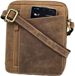  Borseta de Umar din Piele de Vanat Handmade, HUNTER Urban Luxury Collection, 17, 5x20x6cm, Maro