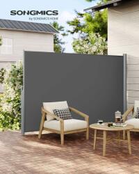 SONGMICS Privacy oldalsó képernyő, kihúzható, rögzítő rendszer mellékelve, 160x400cm, szürke (EZ-GSA164G01)