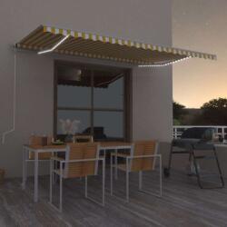vidaXL Napellenző - LED - 500x300 cm - Sárga-Fehér (3068943)