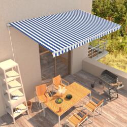 vidaXL Copertină retractabilă manual, albastru și alb, 500 x 300 cm (3051220)
