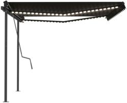 vidaXL Copertină retractabilă manual, cu LED, antracit, 4x3, 5 m (3070224)