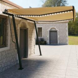 vidaXL Copertină retractabilă manual, cu LED, galben și alb, 4, 5x3 m (3070163)