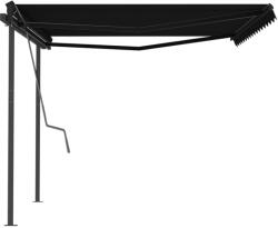 vidaXL Copertină retractabilă manual, cu stâlpi, antracit, 4x3, 5 m (3070219)