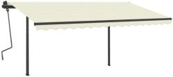 vidaXL Copertină retractabilă automat, cu stâlpi, crem, 4x3, 5 m (3070227)