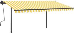 vidaXL Copertină automată, senzor vânt&LED, galben & alb, 4, 5x3, 5 m (3070253)
