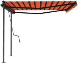 vidaXL Copertină retractabilă manual, stâlpi, portocaliu/maro 4x3, 5 cm (3070220)