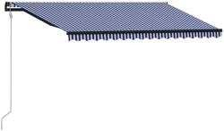 vidaXL Copertină retractabilă automat, albastru și alb, 450x300 cm (3055266)