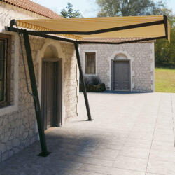 vidaXL Copertină retractabilă automat, cu stâlpi galben și alb, 4x3 m (3070148)