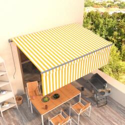 vidaXL Copertină retractabilă manual cu stor, galben&alb, 4, 5x3 m (3069438)