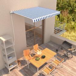 vidaXL Copertină retractabilă manual, albastru și alb, 300 x 250 cm (3051194)