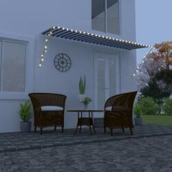 vidaXL Copertină retractabilă cu LED, albastru și alb, 400 x 150 cm (145906)