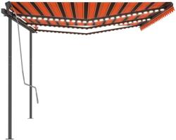 vidaXL Copertină retractabilă manual cu LED, portocaliu&maro, 6x3 m (3070205) - vidaxl