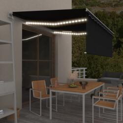 vidaXL Copertină automată cu stor&senzor vânt&LED, antracit, 4x3 m (3069314)