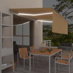 vidaXL Copertină retractabilă manual cu stor&LED, galben&alb, 4, 5x3 m (3069443)