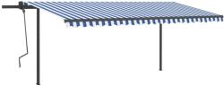 vidaXL Copertină automată cu senzor vânt & LED, albastru & alb, 5x3 m (3070191)