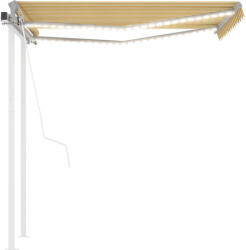 vidaXL Copertină automată cu senzor vânt & LED, galben/alb, 3, 5x2, 5 m (3069933)