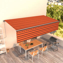 vidaXL Copertină retractabilă automat cu stor, portocaliu&maro, 6x3 m (3069490)