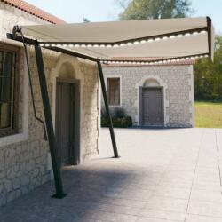 vidaXL Copertină retractabilă manual, cu LED, crem, 4, 5x3 m (3070162)