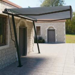 vidaXL Copertină retractabilă automat, cu stâlpi, albastru/alb 4, 5x3 m (3070166)