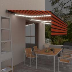 vidaXL Copertină automată senzor vânt stor LED, portocaliu/maro, 6x3 m (3069495)