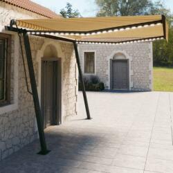 vidaXL Copertină automată cu senzor vânt & LED, galben & alb, 4x3 m (3070153)