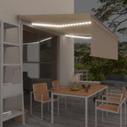 vidaXL Copertină automată cu stor senzor vânt LED, crem, 4, 5x3 m (3069452)