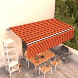 vidaXL Copertină retractabilă automat cu stor, portocaliu&maro, 6x3 m (3069370)