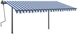 vidaXL Copertină retractabilă manual cu LED, albastru & alb, 4x3, 5 m (3070221)