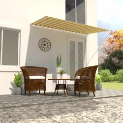 vidaXL Copertină retractabilă, galben și alb, 250 x 150 cm (143754)