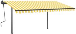 vidaXL Copertină retractabilă automat, cu stâlpi, galben&alb, 4x3, 5 m (3070228)