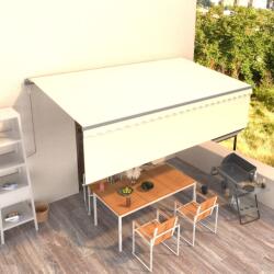 vidaXL Copertină retractabilă automat cu stor, crem, 5x3 m (3069467)