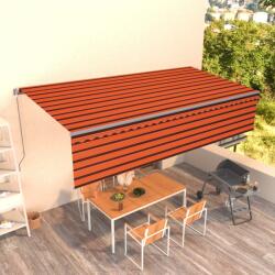 vidaXL Copertină retractabilă manual cu stor, portocaliu&maro, 6x3 m (3069480)