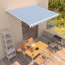 vidaXL Copertină retractabilă manual, albastru și alb, 400 x 300 cm (3051212)