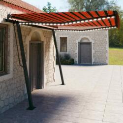 vidaXL Copertină retractabilă manual cu LED, portocaliu și maro 4x3 m (3070145)
