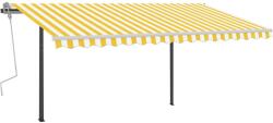 vidaXL Copertină retractabilă manual cu LED, galben & alb, 4x3, 5 m (3070223)