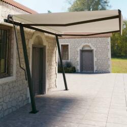 vidaXL Copertină retractabilă manual, cu stâlpi, crem, 4, 5x3 m (3070157)