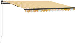 vidaXL Copertină retractabilă manual cu LED, galben/alb, 400 x 300 cm (3055227)