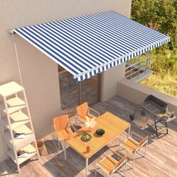 vidaXL Copertină retractabilă automat, albastru și alb, 500 x 300 cm (3051234)