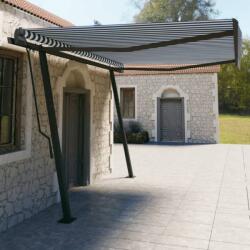 vidaXL Copertină retractabilă manual, cu stâlpi, albastru/alb 4, 5x3 m (3070156) - vidaxl