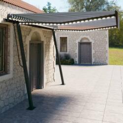 vidaXL Copertină retractabilă manual, cu LED, albastru și alb, 4x3 m (3070141)