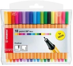 STABILO Liner, set, 0, 4 mm, STABILO "Point 88 Mini Neon", 18 culori diferite, 18 buc