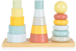 Tooky Toy Piramis toronyépítő montessori fa játék 17db-os